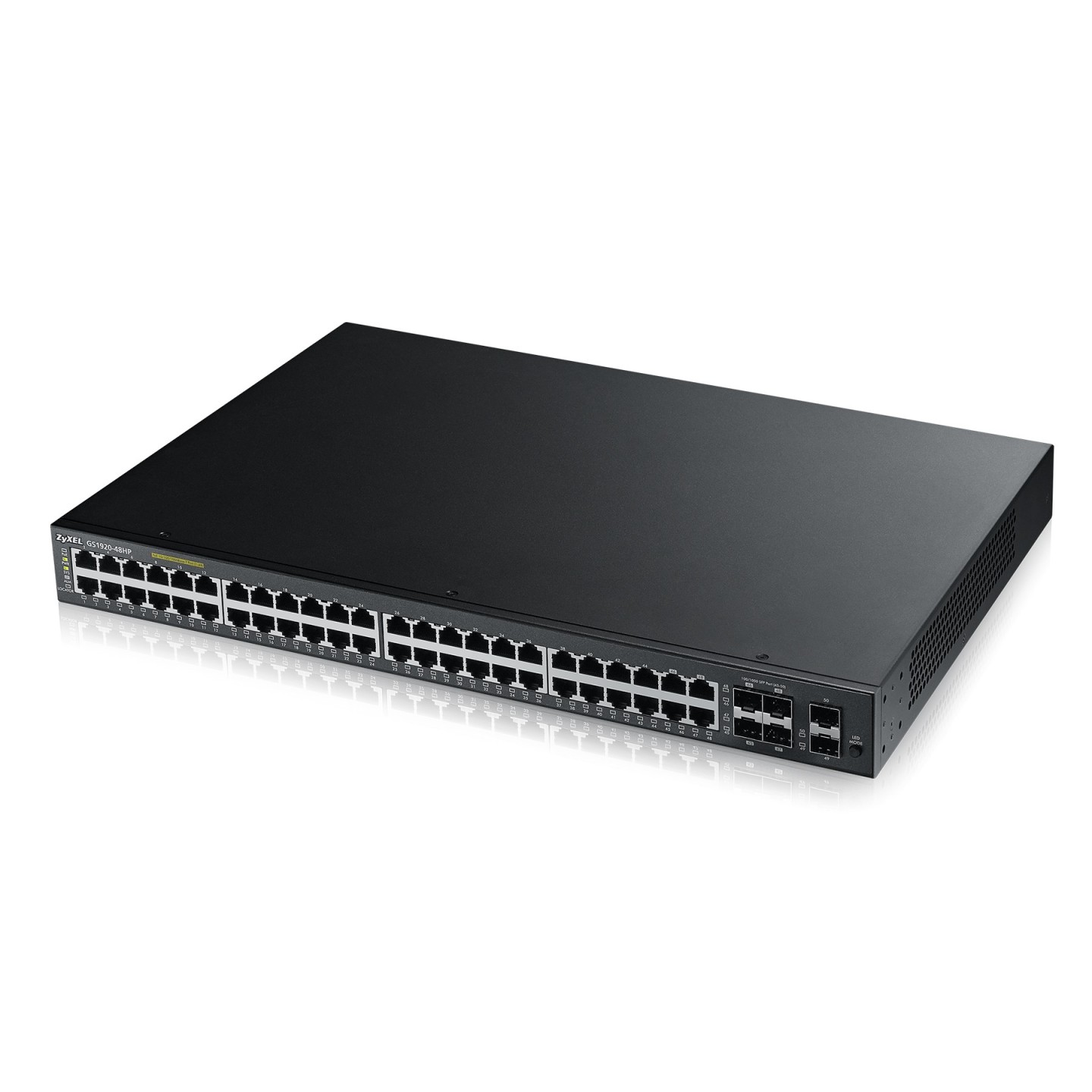 Zyxel Switch smart managed Layer2 50 Port &bull 44x 1 GbE &bull PoE Budget 375 Watt &bull 48x PoE at &bull 4x 1 Gb Combo &bull 2