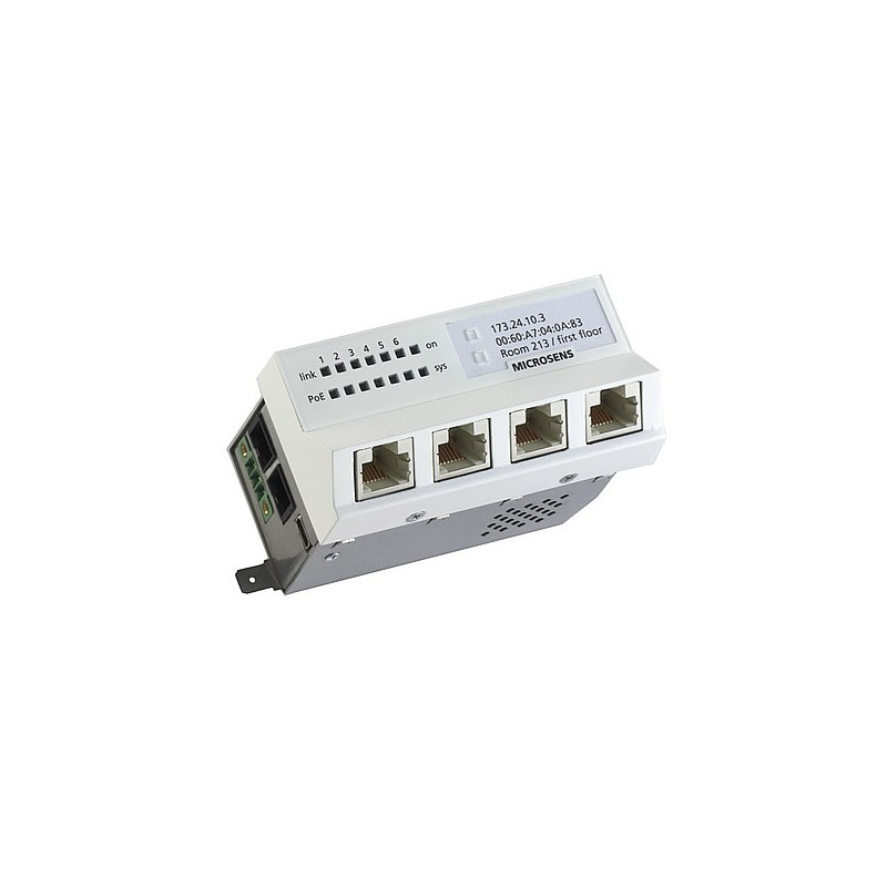 Microsens Installationswitch GBE 6 Port, horizont. Einbau, 4xRJ45, 2xSFP, PoE+, MS440207PM-48G6+ - 158285 - 1