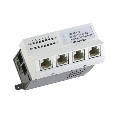 Microsens Installationswitch GBE 6 Port, horizont. Einbau, 4xRJ45, 2xSFP, PoE+, MS440207PM-48G6+ - 158285 - 1