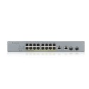 Zyxel Switch smart managed Layer2 18 Port &bull 16x 1 GbE &bull PoE Budget 250 Watt &bull 16x PoE at &bull 2x 1 Gb Combo &bull 1