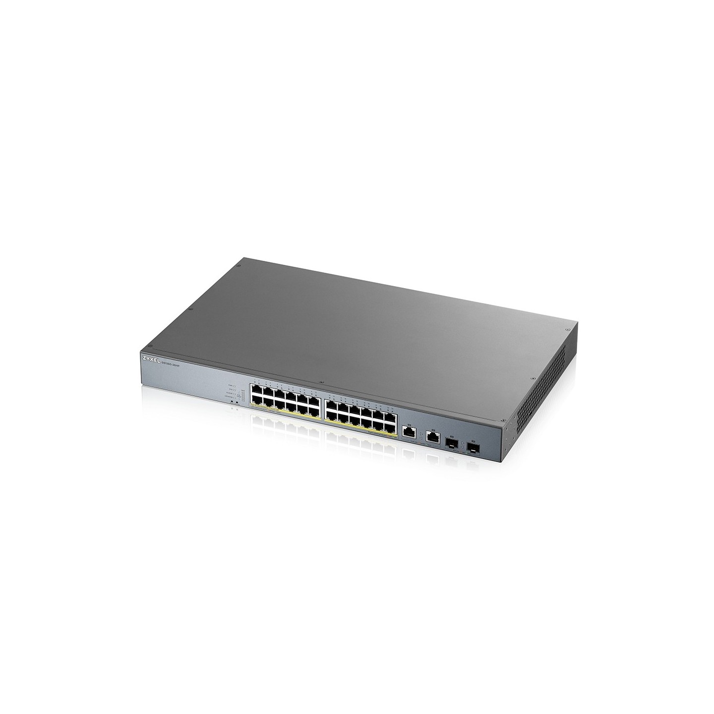 Zyxel Switch smart managed Layer2 26 Port &bull 24x 1 GbE &bull PoE Budget 375 Watt &bull 24x PoE at &bull 2x 1 Gb Combo &bull 1