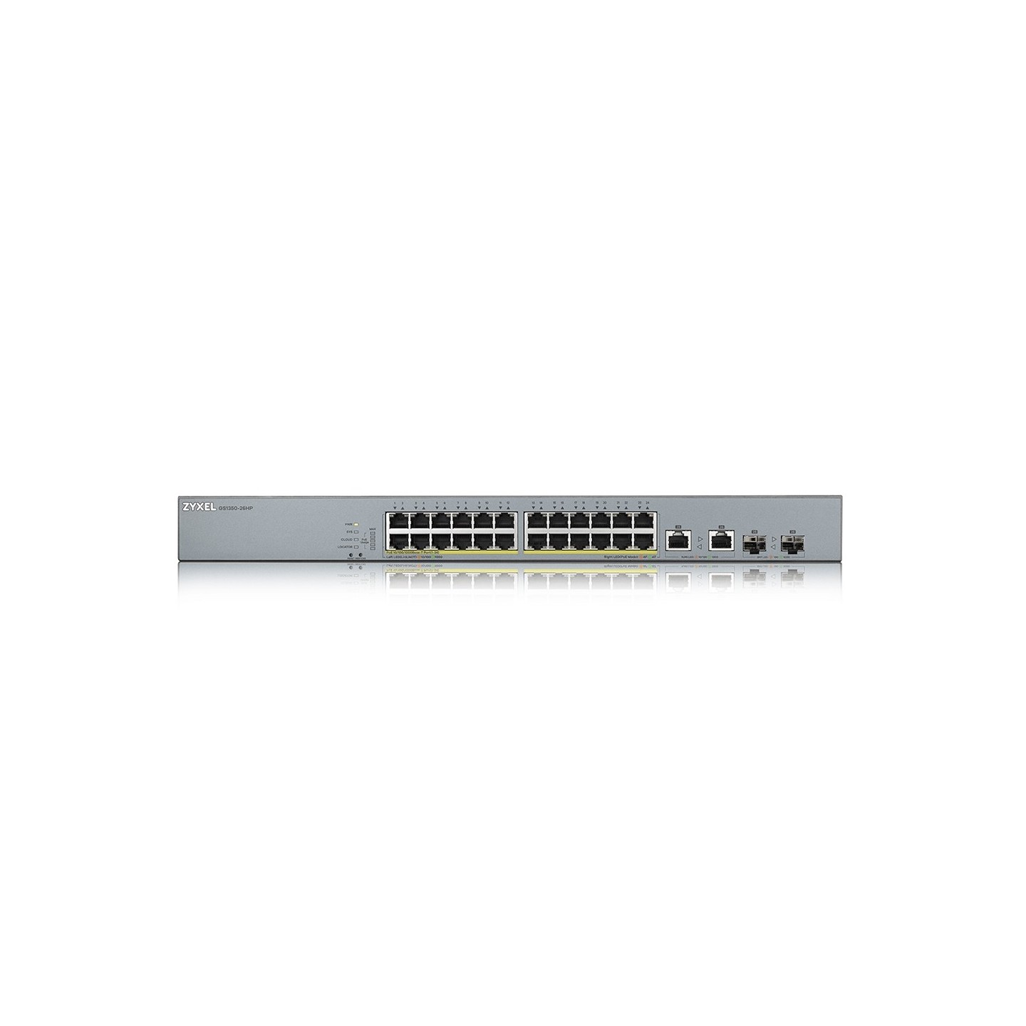 Zyxel Switch smart managed Layer2 26 Port &bull 24x 1 GbE &bull PoE Budget 375 Watt &bull 24x PoE at &bull 2x 1 Gb Combo &bull 1