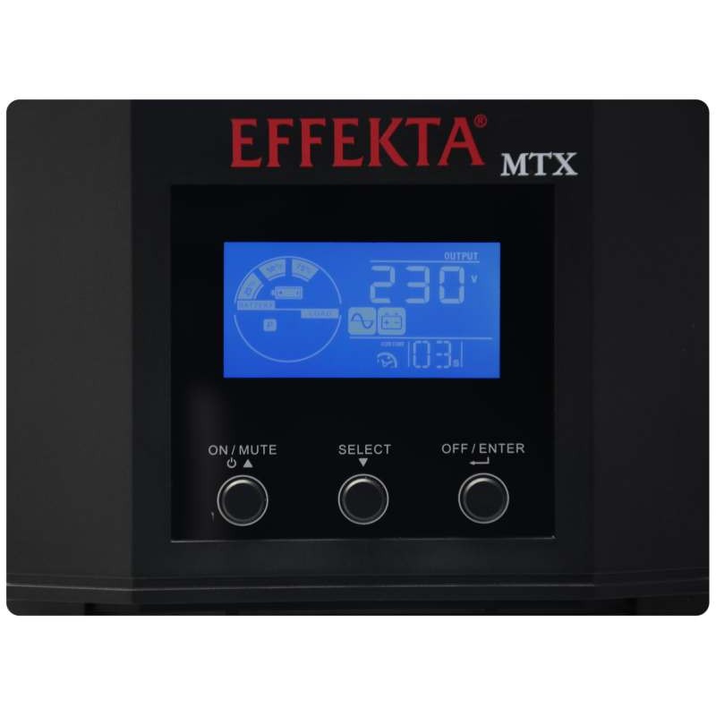 Effekta MTX Lineinteractive UPS, 800VA, 7min, MTX 800, USB+RS232, Black, sine output, - 159622 - 2