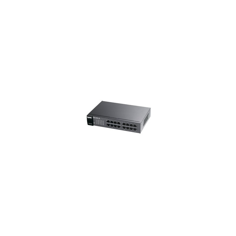 Zyxel Switch unmanaged Layer2 16 Port &bull 16x 1 GbE &bull 19" &bull Lüfterlos &bull GS1100-16 V3 - 195858 - 1