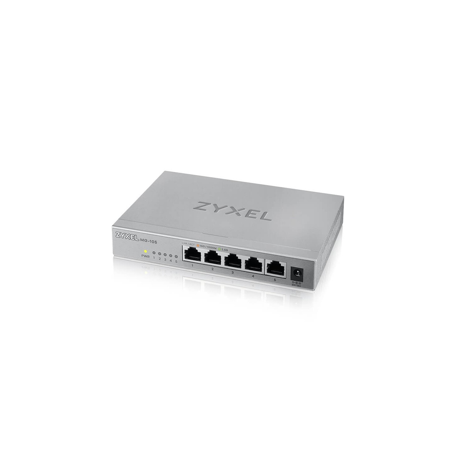 Zyxel Switch unmanaged Layer2 5 Port &bull 5x 2.5 GbE &bull Desktop &bull Lüfterlos &bull MG-105 - 200932 - 1