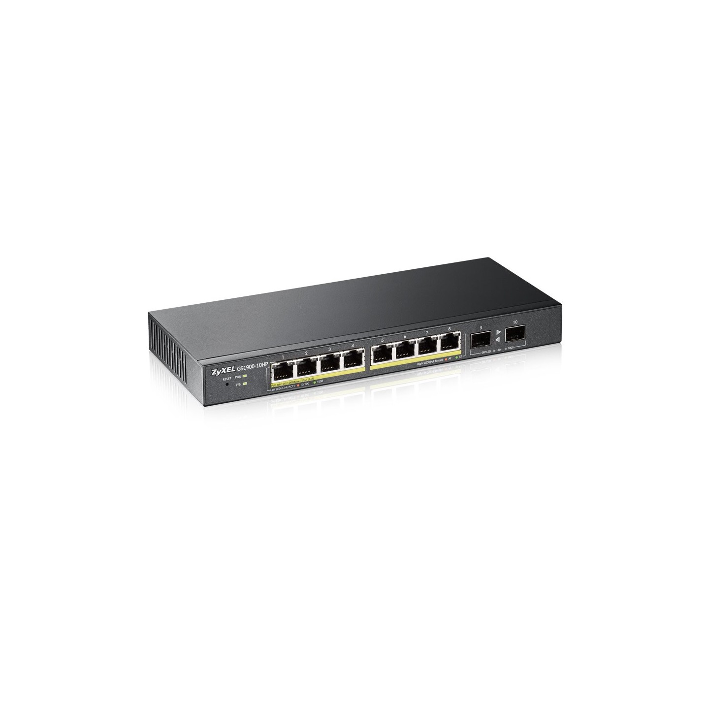 Zyxel Switch smart managed Layer2 10 Port &bull 8x 1 GbE &bull PoE Budget 77 Watt &bull 8x PoE at &bull 2x SFP &bull Desktop &bu