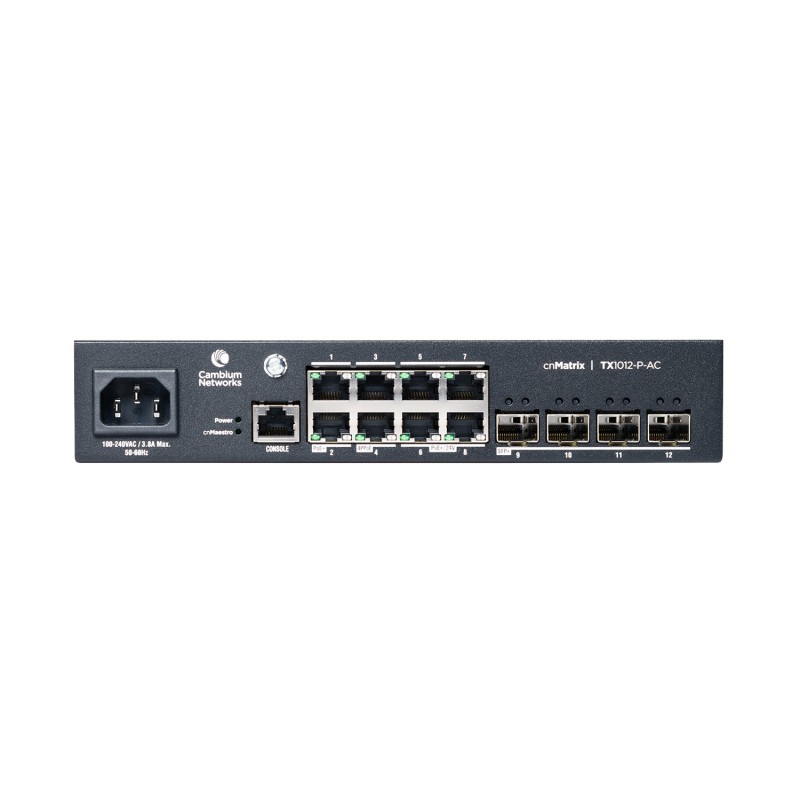 Cambium Networks cnMatrix TX 1012-P-AC - 200W POE Switch 8 x 1gbps & 4 SFP+ - 209349 - 1