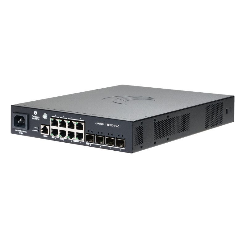 Cambium Networks cnMatrix TX 1012-P-AC - 200W POE Switch 8 x 1gbps & 4 SFP+ - 209349 - 3