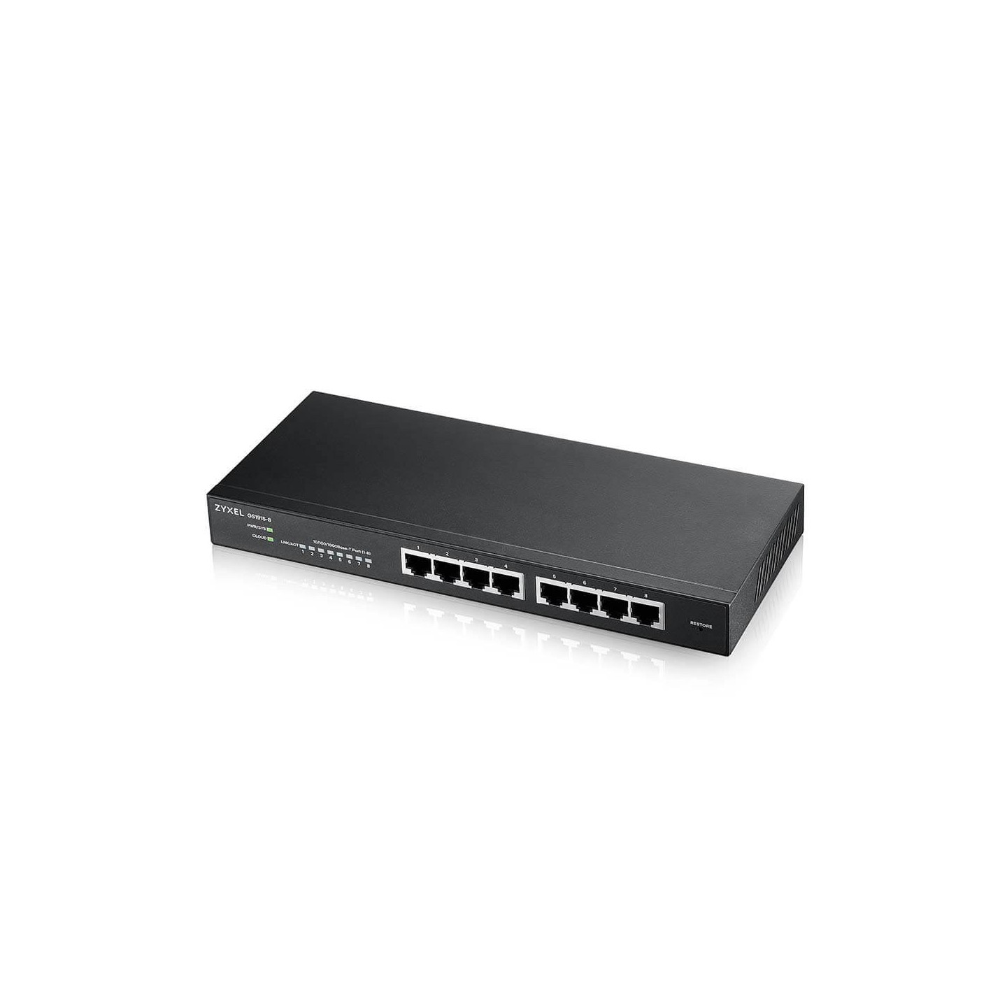 Zyxel Switch smart managed Layer2 8 Port &bull 8x 1 GbE &bull Desktop &bull Lüfterlos &bull NebulaFlex &bull GS1915-8 - 209417 -