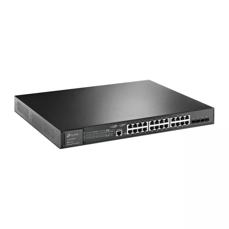 TP-Link Switch full managed Layer2+ 28 Port &bull 24x 1 GbE &bull 4x SFP+ &bull PoE Budget 384 Watt &bull 24x PoE at &bull 19? &