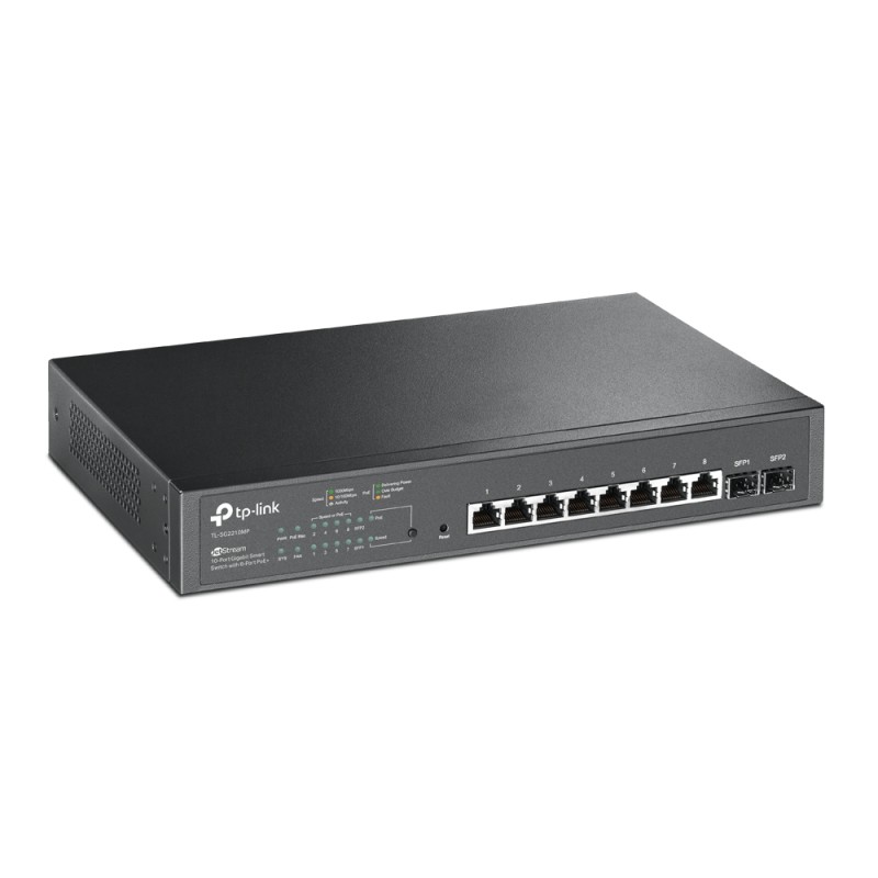 TP-Link Switch full managed Layer2 10 Port &bull 8x 1 GbE &bull PoE Budget 150 Watt &bull 8x PoE at &bull 2x SFP &bull 10? &bull