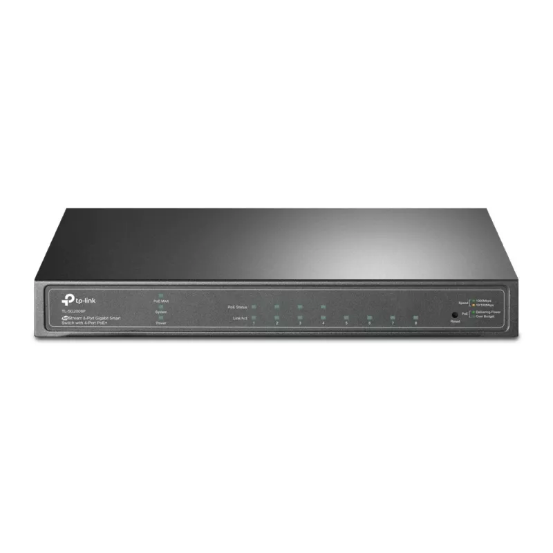 TP-Link Switch full managed Layer2 8 Port &bull 8x 1 GbE &bull PoE Budget 58 Watt &bull 4x PoE at &bull Lüfterlos, Omada &bull S