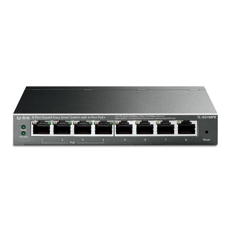 TP-Link - TL-SG108PE - 8-Port Gigabit Easy Smart Switch with 4-Port PoE+ - 209700 - 1