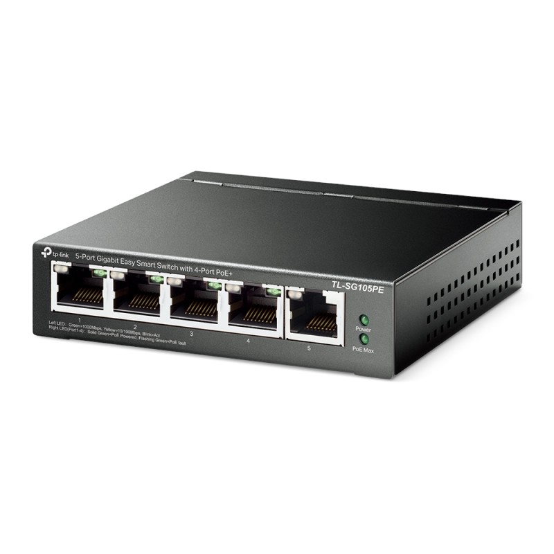 TP-Link - TL-SG105PE - 5-Port Gigabit Easy Smart Switch with 4-Port PoE+ - 209701 - 2