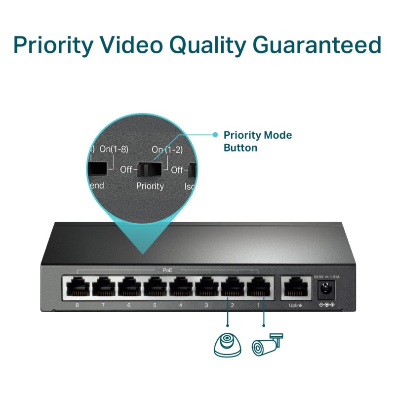 TP-Link - TL-SF1009P - 9-Port 10/100 Mbps Desktop Switch with 8-Port P - 209710 - 5