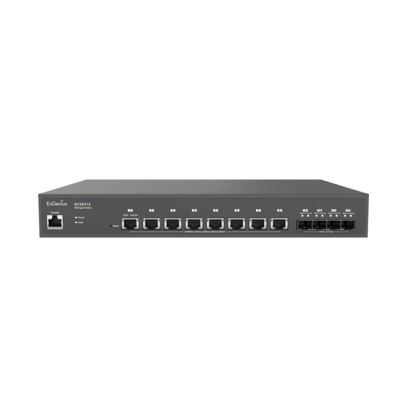 EnGenius Switch full managed Layer2+ 12 Port &bull 8x 10 GbE &bull 4x SFP+ &bull 13" &bull ECS5512 &bull EnGenius Cloud - 209978