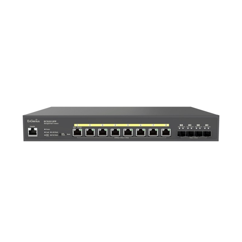 EnGenius Switch full managed Layer2+ 12 Port &bull 8x 2.5 GbE &bull PoE Budget 240W &bull 8x PoE bt &bull 4x SFP+ &bull 13" &bul
