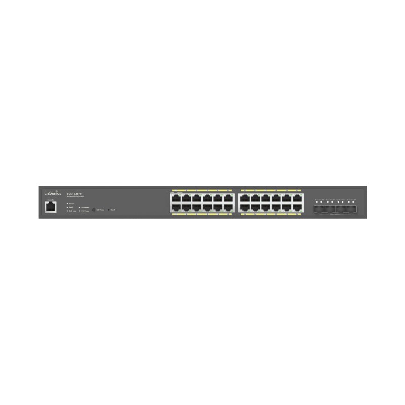 EnGenius Switch full managed Layer2+ 28 Port &bull 24x 1 GbE &bull PoE Budget 410W &bull 24x PoE at &bull 4x SFP+ &bull 19" &bul