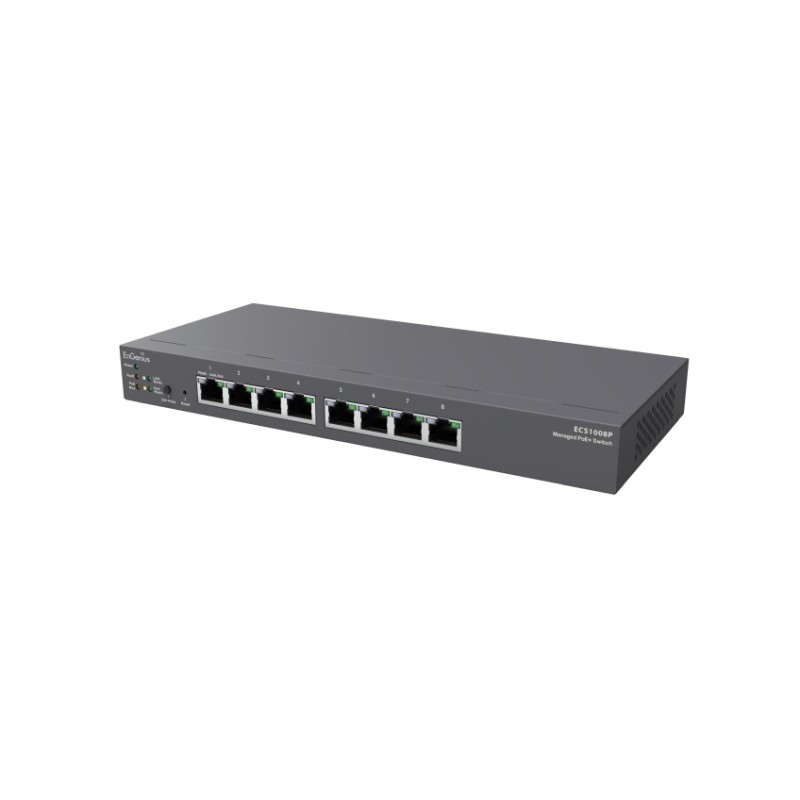EnGenius Switch full managed Layer2+ 8 Port &bull 8x 1 GbE &bull PoE Budget 55W &bull 8x PoE af &bull Desktop Switch &bull Lüfte