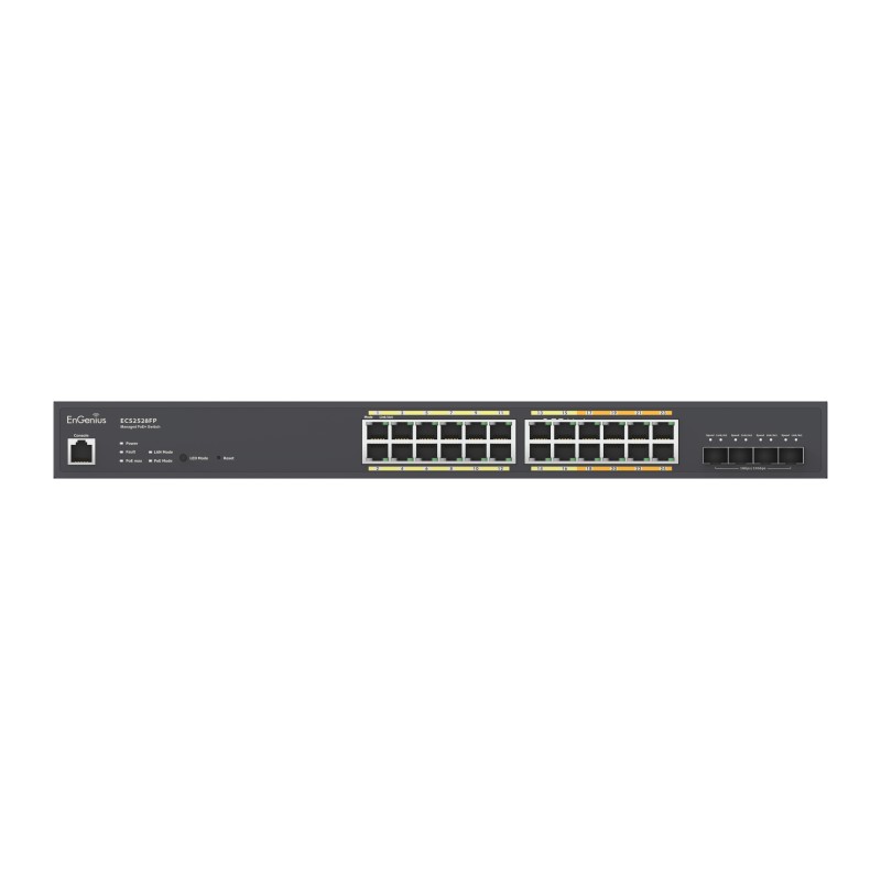 EnGenius Switch full managed Layer2+ 28 Port &bull 8x 2.5 GbE, 16x 1 GbE &bull PoE Budget 410W &bull 24x PoE at &bull 4x SFP+ &b