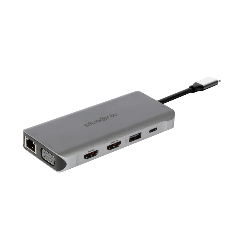 Plusonic USB-C Docking Adapter/Hub 8in1 with HDMI/VGA/LAN/USB - 187493 - 1