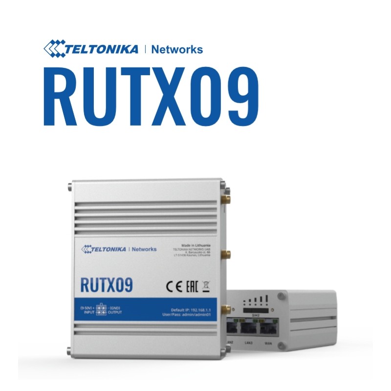 Teltonika · Router · RUTX09 · Industrial LTE Modem Router Cat6 "ONLY LAN" 300Mbps Down/42Mbps UP - 165162 - 1