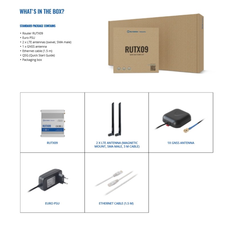 Teltonika · Router · RUTX09 · Industrial LTE Modem Router Cat6 "ONLY LAN" 300Mbps Down/42Mbps UP - 165162 - 6
