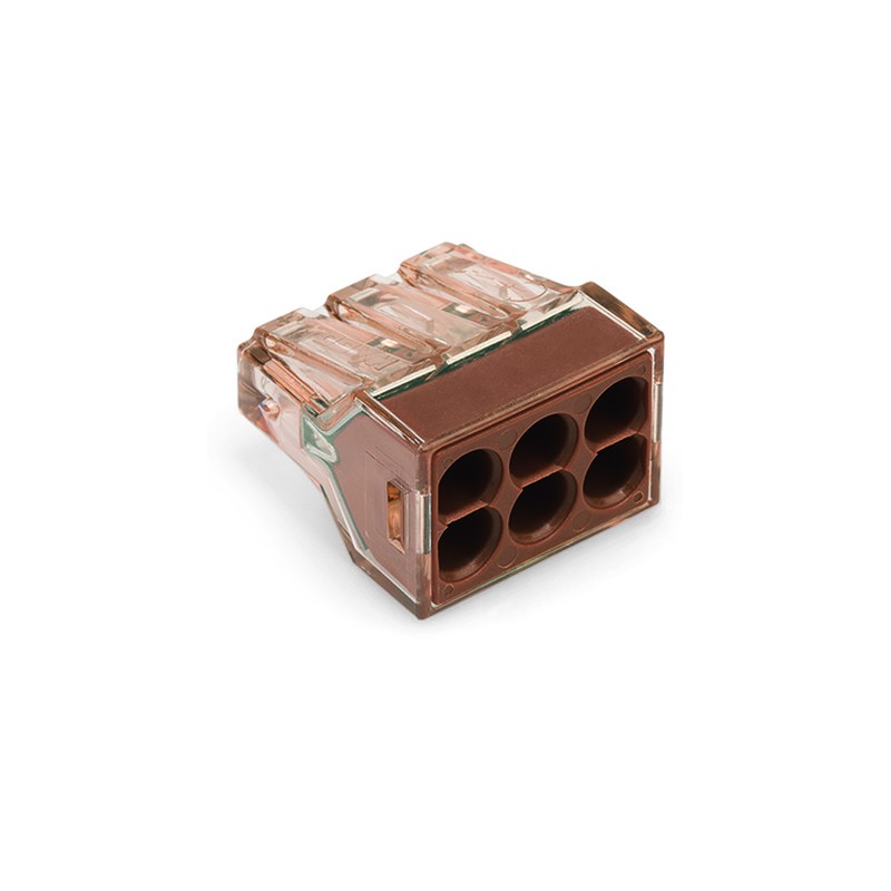 Wago Series 773-606 - 6-conductor terminal (50 pieces) brown-transparent, brown cover - 152258 - 1