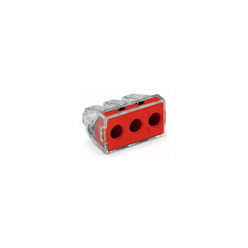 Wago Series 773-173 - 3-conductor terminal (50 pieces) transparent, cover red - 152260 - 1