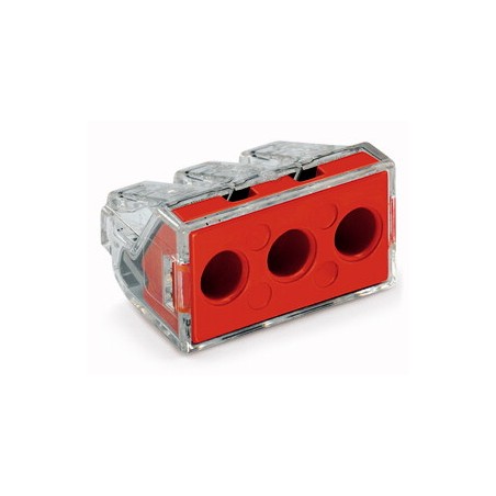 Wago Series 773-173 - 3-conductor terminal (50 pieces) transparent, cover red - 152260 - 1