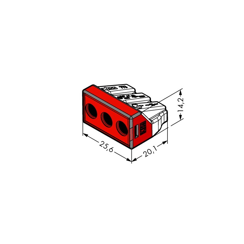 Wago Series 773-173 - 3-conductor terminal (50 pieces) transparent, cover red - 152260 - 2