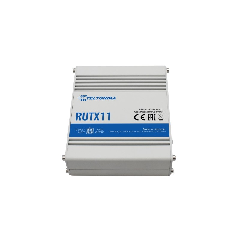 Teltonika · Router · RUTX11 · LTE CAT6 Router WLAN, Dual Band WiFi (Wave-2 802.11ac), 4x Gigabit LAN Port, Bluetooth, 2 SIM, USB