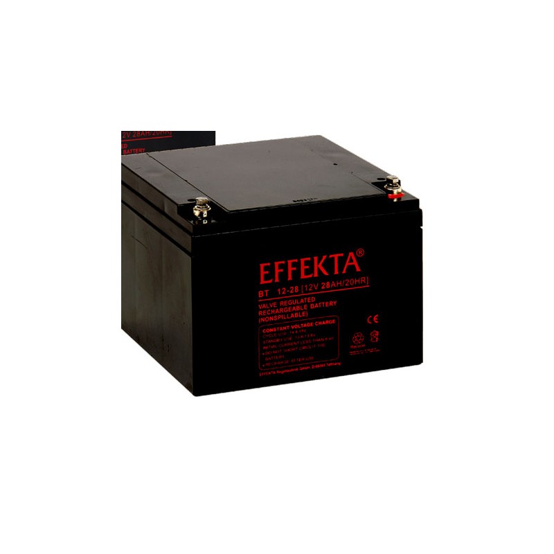 Effekta e.g. battery, 12V-28AH, BT12-28, F13 / M5 screw connection, contact surface Ø 12 mm, - 94820 - 1