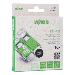 Wago Series 221 - 2*4mm (16 pieces Retail) Green Range - 239960 - 1