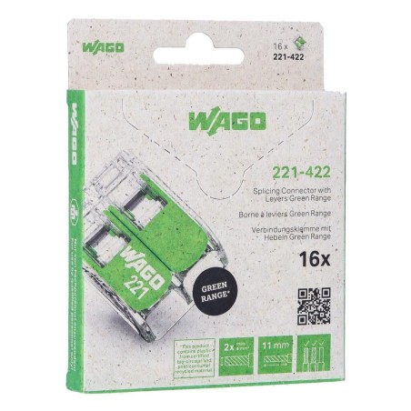 Wago Series 221 - 2*4mm (16 pieces Retail) Green Range - 239960 - 1