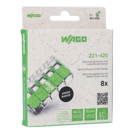Wago Series 221 - 5*4mm (8 pieces Retail) Green Range - 239962 - 1