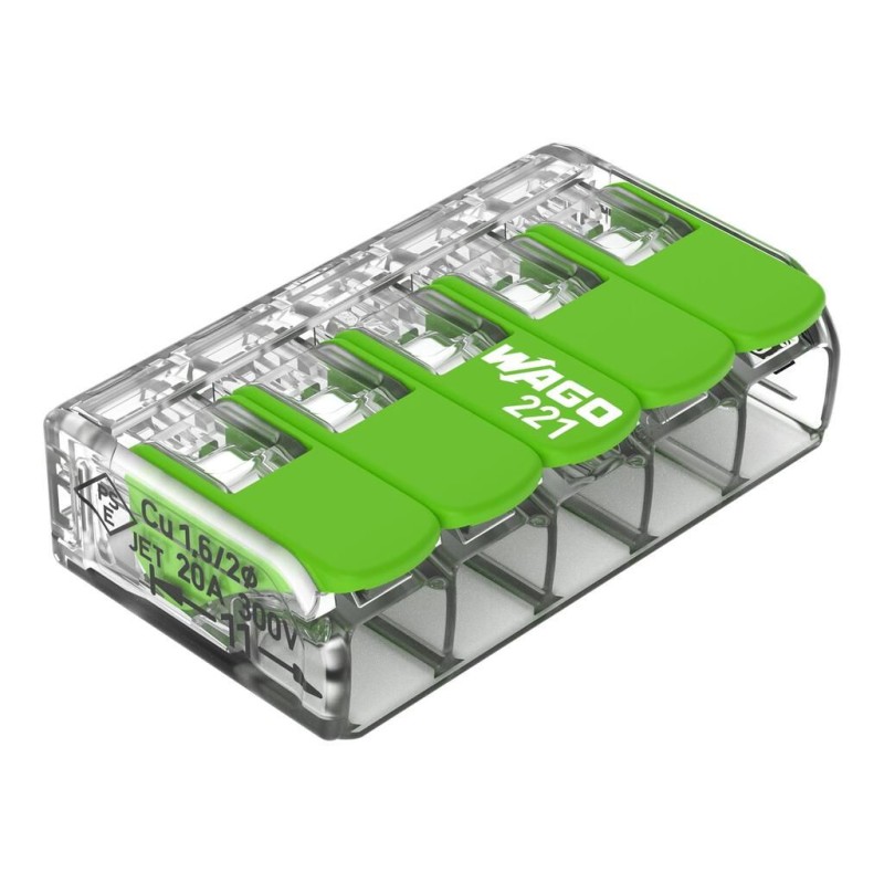 Wago Series 221 - 5*4mm (8 pieces Retail) Green Range - 239962 - 2