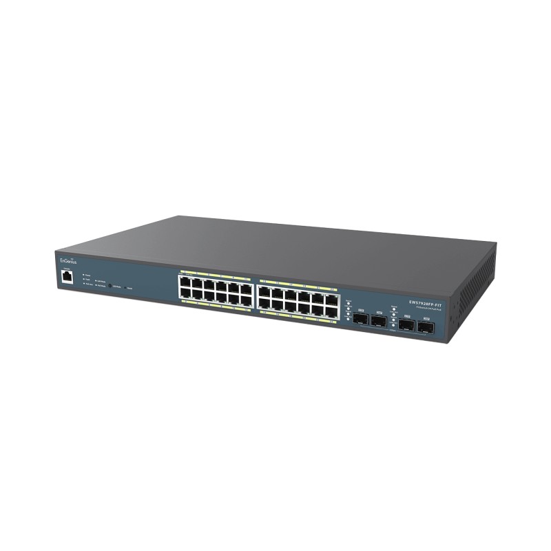 EnGenius Switch full managed Layer 2+ 28 Port &bull 24x 1 GbE &bull PoE Budget 410W &bull 24x PoE at &bull 4x SFP &bull 19" &bul
