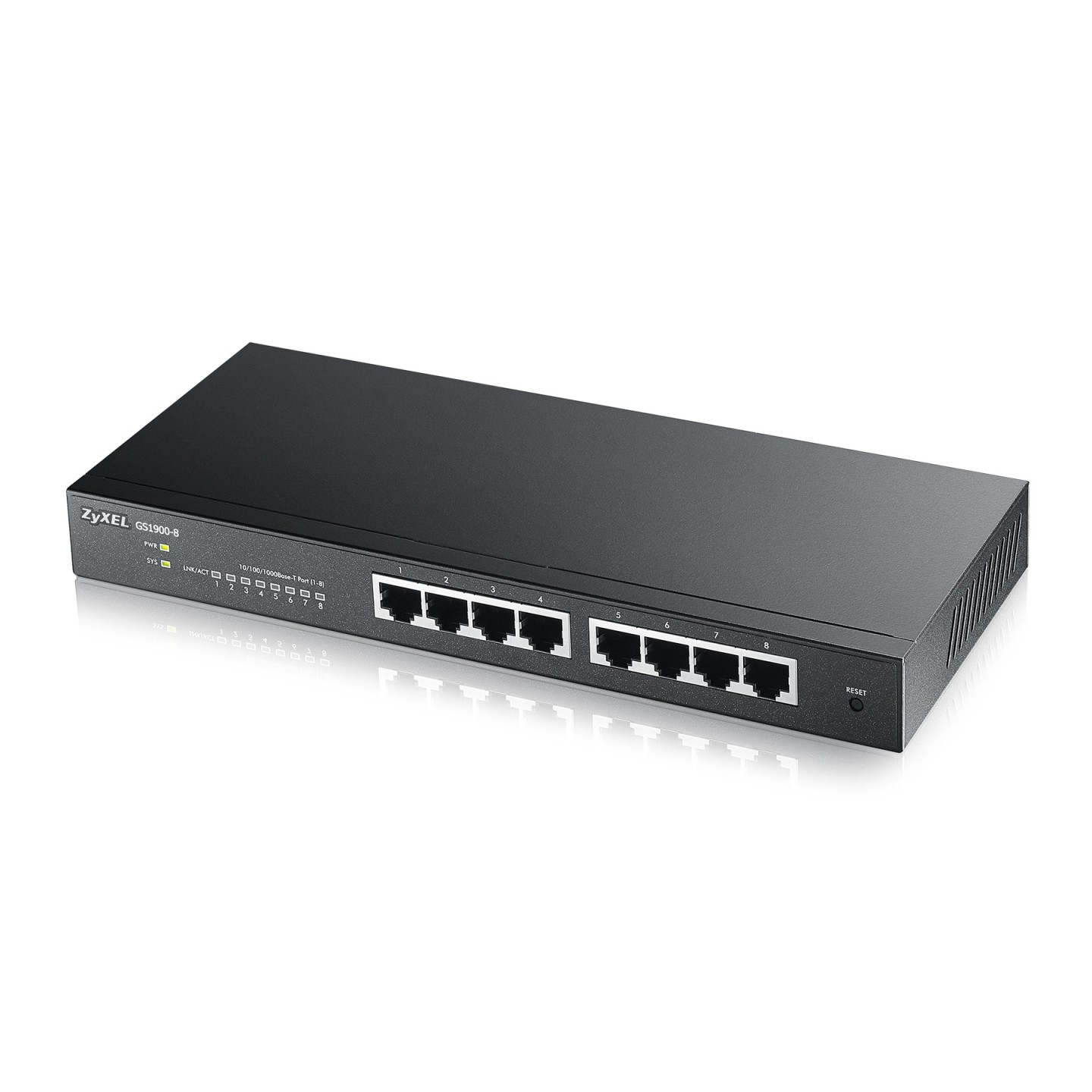 Zyxel Switch smart managed Layer2 8 Port &bull 8x 1 GbE &bull Desktop &bull Lüfterlos &bull GS1900-8 V2 - 213542 - 1