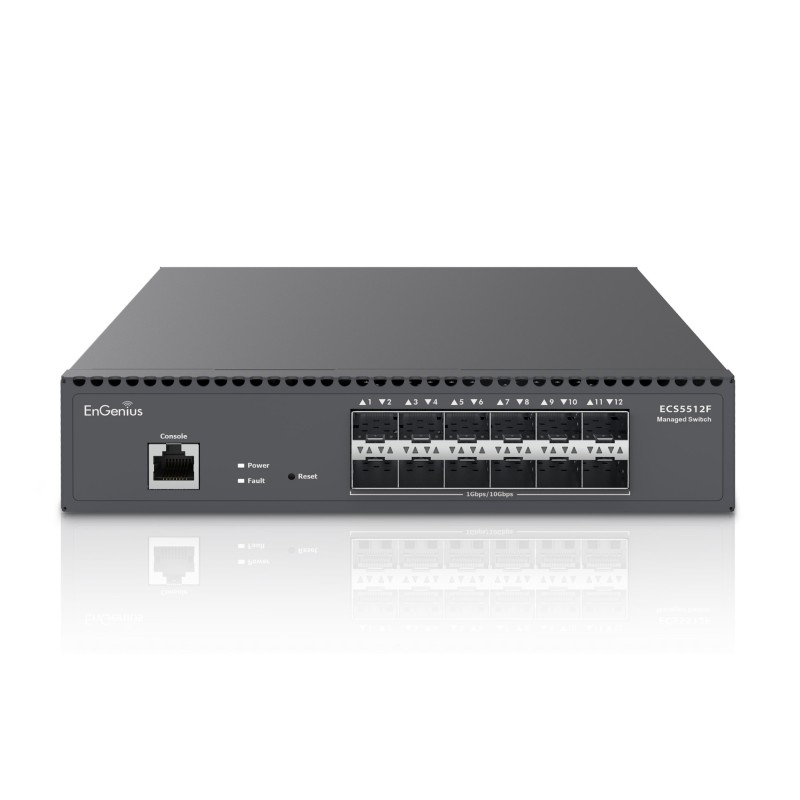 EnGenius Switch Managed Layer2+ 12-Port &bull 12x SFP+ &bull 9,5" &bull Half-Rack Aggregation &bull ECS5512F &bull EnGenius Clou