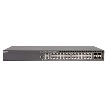 CommScope RUCKUS ICX8200-24P Switch, 24x10/100/1000 Mbps PoE+ ports, 4x25 GbE SFP28 stacking/uplink-ports, 370W PoE - 214656 - 1