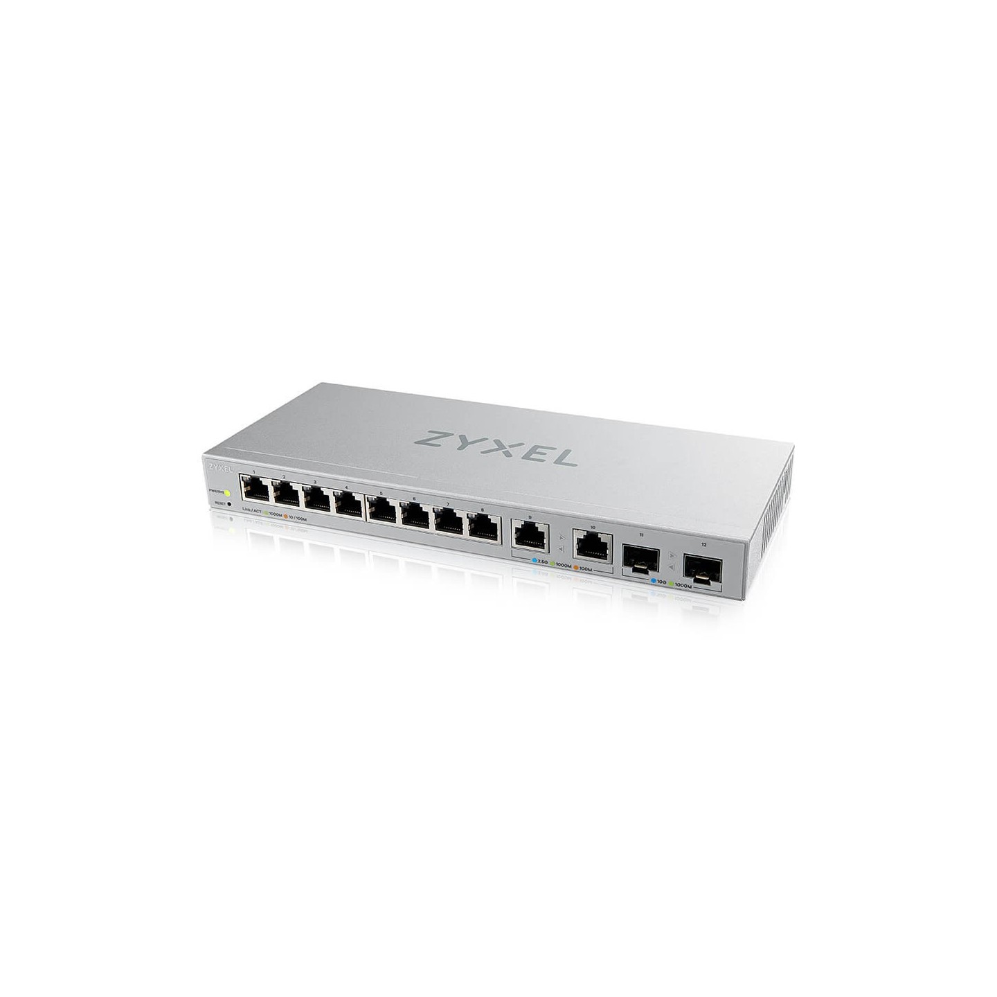 Zyxel Switch smart managed Layer2 12 Port &bull 8x 1 GbE &bull 2x 2.5 GbE &bull 2x SFP+ &bull Desktop &bull Lüfterlos &bull XGS1