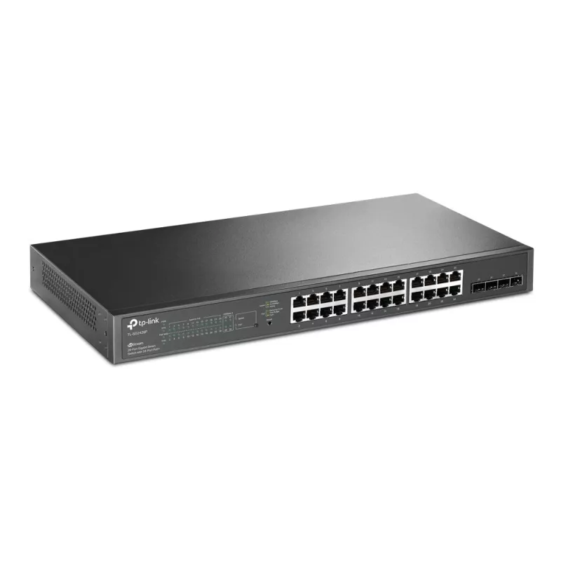 TP-Link Switch full managed Layer2+ 28 Port &bull 24x 1 GbE &bull 4x SFP &bull PoE Budget 192 Watt &bull 16x PoE at &bull 8x GbE