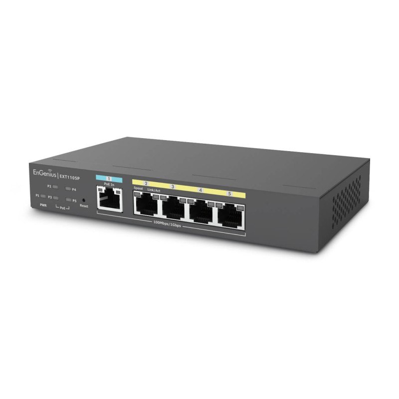 EnGenius Switch full managed Switch Extender 6 Port &bull 5x 1 GbE &bull 4x PoE at &bull 1x SFP &bull EXT1106 &bull EnGenius Clo