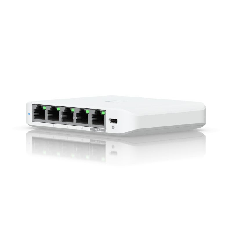 Ubiquiti Switch smart managed Layer2 5 Port &bull 5x GbE &bull 1x PoE at In &bull Desktop &bull Lüfterlos &bull UniFi &bull USW-