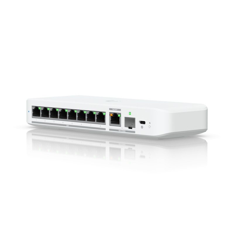 Ubiquiti Switch smart managed Layer2 9 Port &bull 8x 2.5 GbE &bull 1x 10 GbE PoE at In &bull Desktop &bull Fanless &bull UniFi -