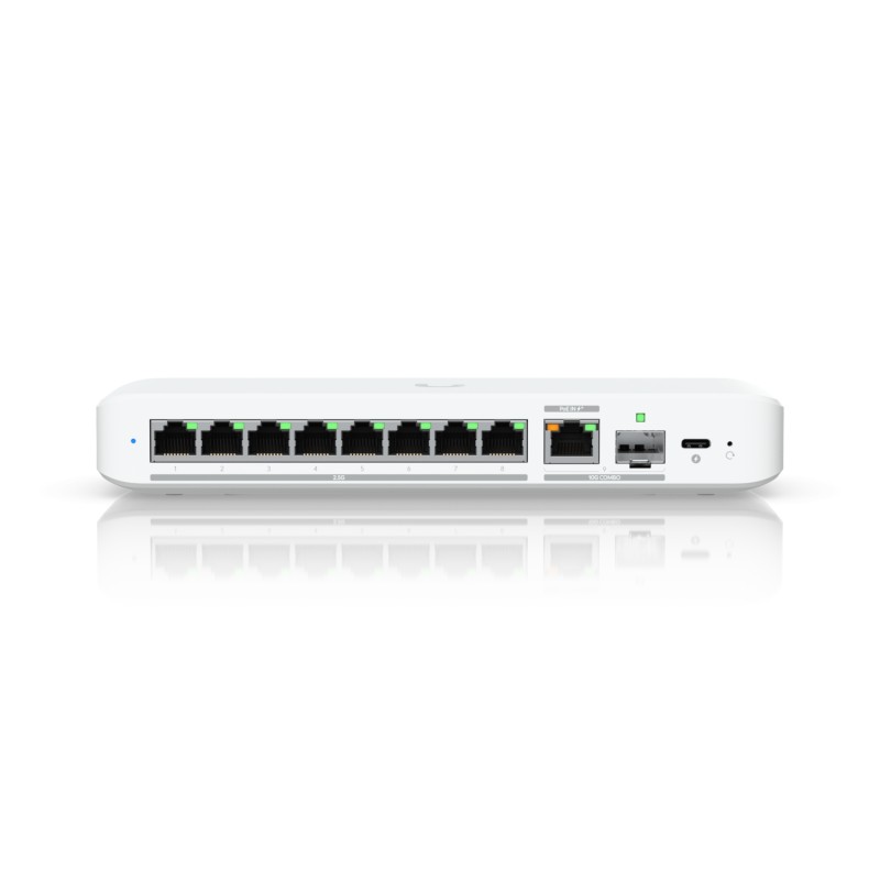 Ubiquiti Switch smart managed Layer2 9 Port &bull 8x 2,5 GbE &bull 1x 10 GbE PoE at In &bull Desktop &bull Lüfterlos &bull UniFi