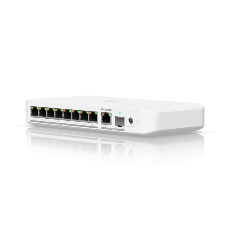 Ubiquiti Switch smart managed Layer2 9 Port &bull 8x 2,5 GbE PoE+ &bull 1x 10 GbE PoE bt In &bull Desktop &bull Lüfterlos &bull 