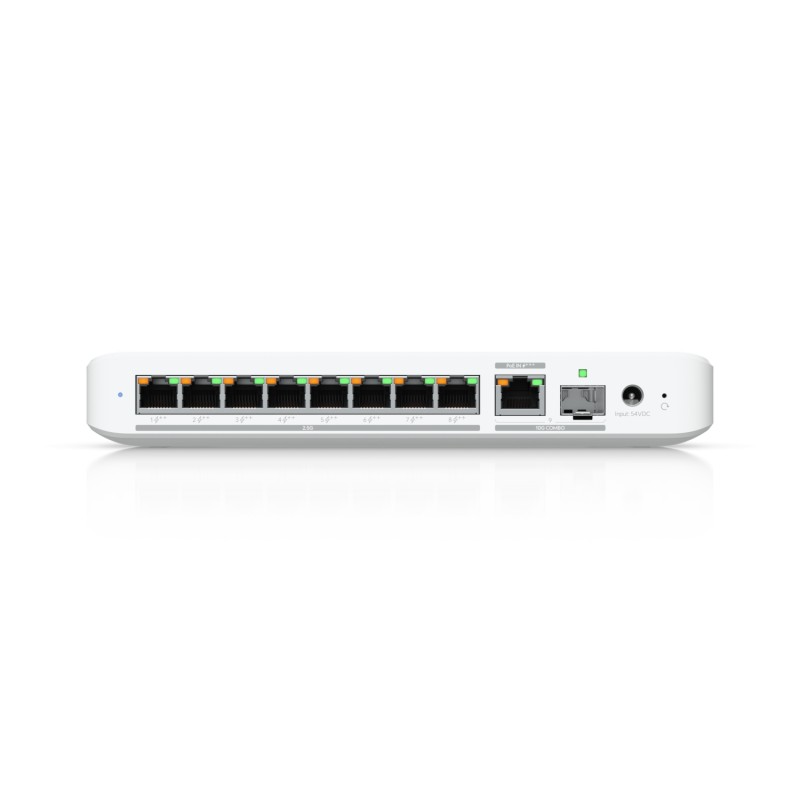 Ubiquiti Switch smart managed Layer2 9 Port &bull 8x 2,5 GbE PoE+ &bull 1x 10 GbE PoE bt In &bull Desktop &bull Lüfterlos &bull 