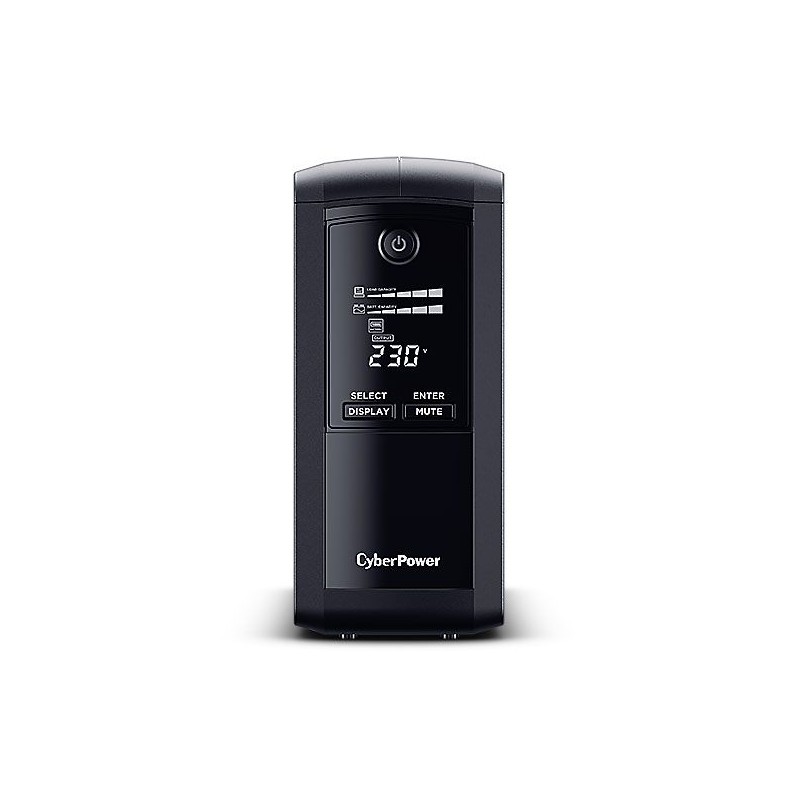 CyberPower USV, Value Pro-Serie, 1000VA/550W, Line-Interactive, USB/RS232, LCD, CEE7-Schutzkontakt - 185685 - 1